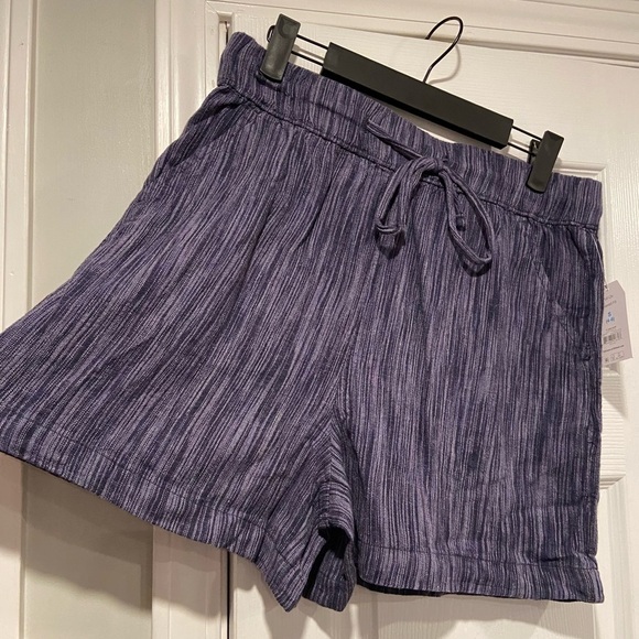 NWT Time & Tru Size XXL Blue Linen Blend Comfy Pull On Drawstring Shorts Pockets - Picture 4 of 16